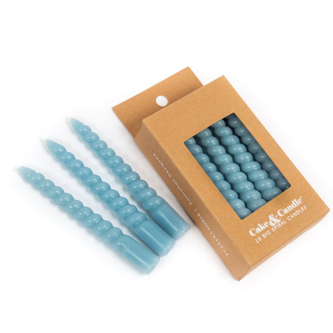 10cm Blue Large Spiral Candles (Pack Of 10)-Cake & Candle-iPantry-australia