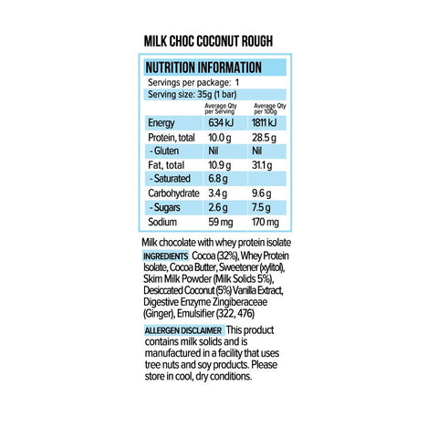 Vita Werx Protein Bars Coconut Rough Milk Choc 12 Pack | 35g