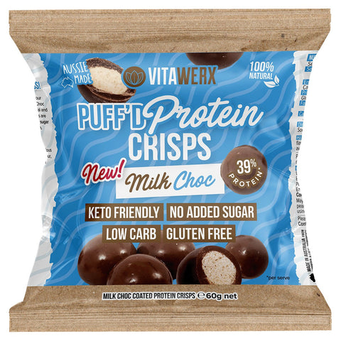 Vita Werx Protein Puff Crisps Milk Choc 10 Pack | 60g