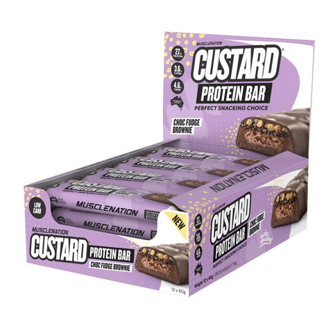 Custard Protein Bar Choc Fudge Brownie - Box of 12-Muscle Nation-iPantry-australia