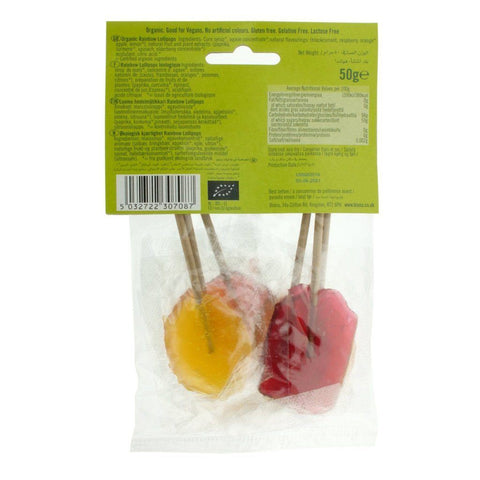 Organic Rainbow Lollipops No Added Sugar 6Pk-Indulgence-Biona-iPantry-australia