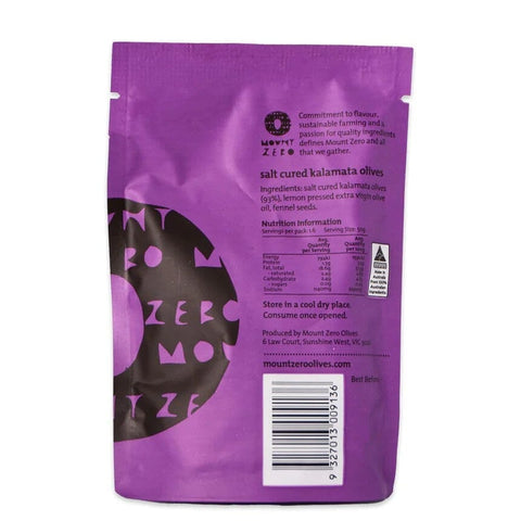 Salt Cured Kalamata Olives 80g-Catering Entertaining-Mount Zero Olives-iPantry-australia