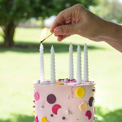 10cm White Large Spiral Candles (Pack Of 10)-Cake & Candle-iPantry-australia
