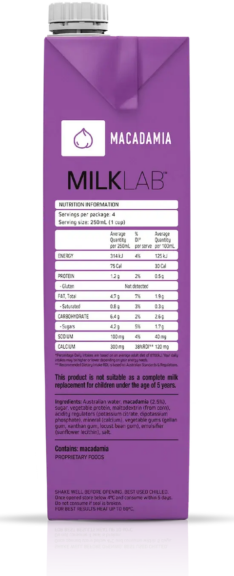 MILKLAB Macadamia Milk 2 Boxes | 8 x 1L