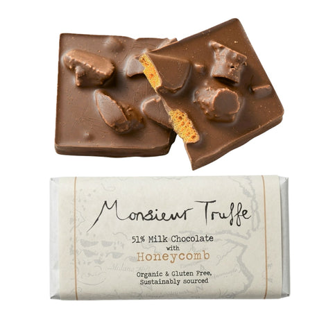 Monsieur Truffe 51% Milk Chocolate with Honeycomb Bar | 90g
