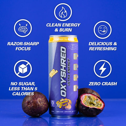 OxyShred Ultra Energy RTD  Passionfruit Can 355ml (12 P/Carton)