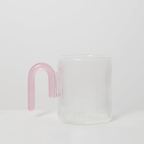 Archer Ribbed Glass Cup Clear / Taffy Pink-Sage and Copper-iPantry-australia