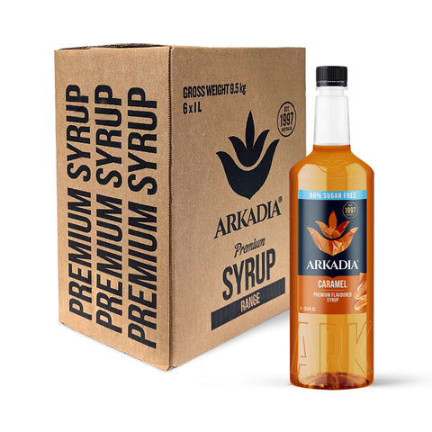 Arkadia Caramel Syrup 99% Sugar Free Box | 6 x 1L
