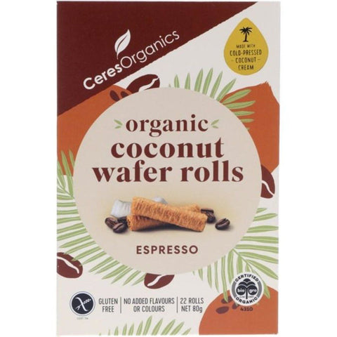 Ceres Organics Coconut Wafer Rolls Espresso | 80g