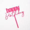 Cursive Happy Birthday Cake Topper - Pink-Cake & Candle-iPantry-australia