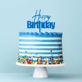 Fun Happy Birthday Cake Topper - Blue-Cake & Candle-iPantry-australia