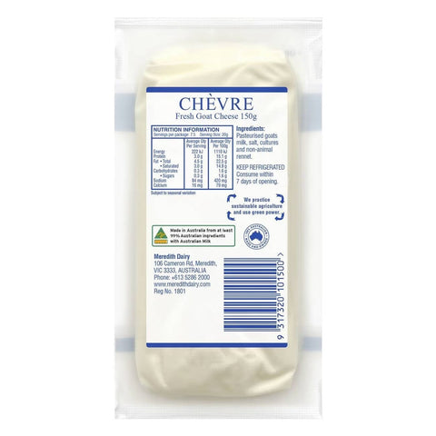 Goat Cheese Fresh Chevre Log Plain 'Meredith Dairy' - 150g (EXP 09/10/2024) - Meredith Dairy
