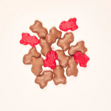 Coated Milk Raspberry Frogs | 200g