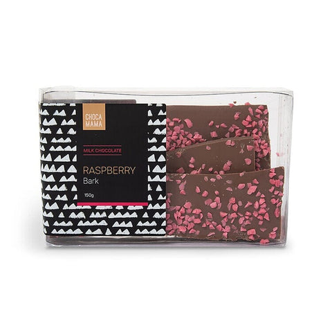Milk Raspberry Bark Tray 150g-Chocamama-iPantry-australia