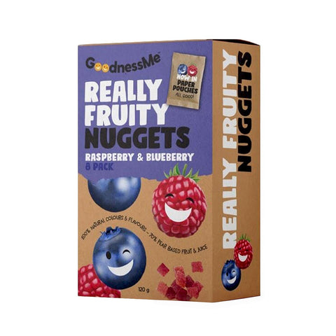 Raspberry & Blueberry Fruit Nuggets 8Pk 120g - Goodness Me