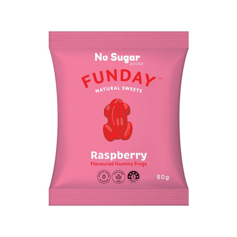 Raspberry Gummy Frogs 50g-Indulgence-Funday Natural Sweets-iPantry-australia