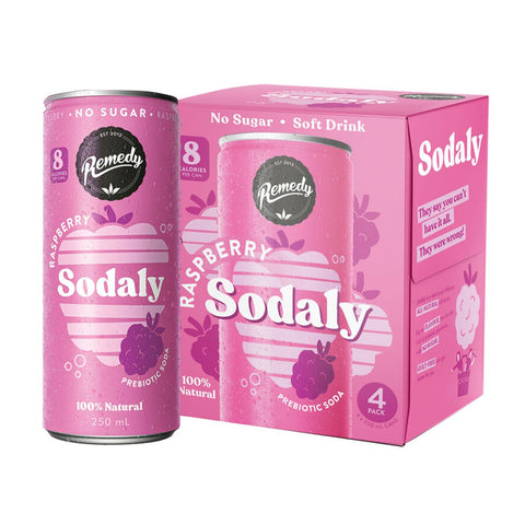 Raspberry Sodaly 4Pk 250ml - Remedy