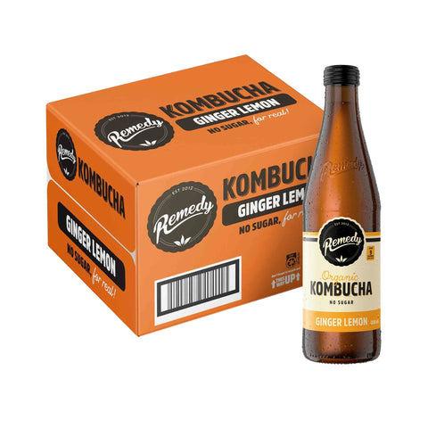Remedy Kombucha Ginger Lemon Bottle 330mL x12 - Remedy
