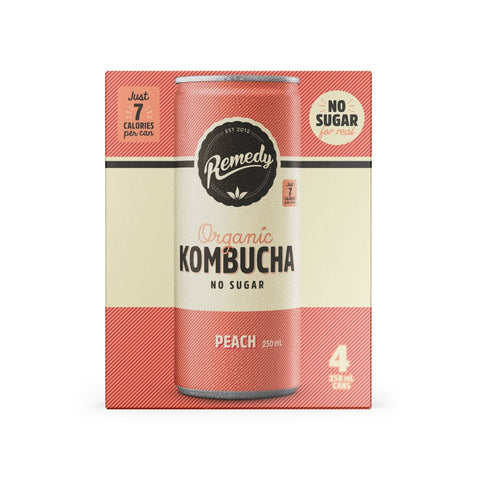 Remedy Kombucha Peach 250mL 4pk-Beverages-Remedy-iPantry-australia