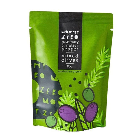 Rosemary & Native Pepper Marinated Mixed Olives 80g-Catering Entertaining-Mount Zero Olives-iPantry-australia