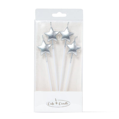 Silver Star Candle Picks (4 Pack)-Cake & Candle-iPantry-australia