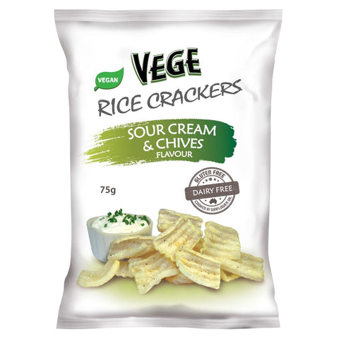 Vege Chips Sour Cream & Chives Rice Crackers | 75g