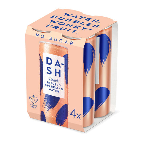 Sparkling Water with Peach 300ml 4Pk - Dash Water
