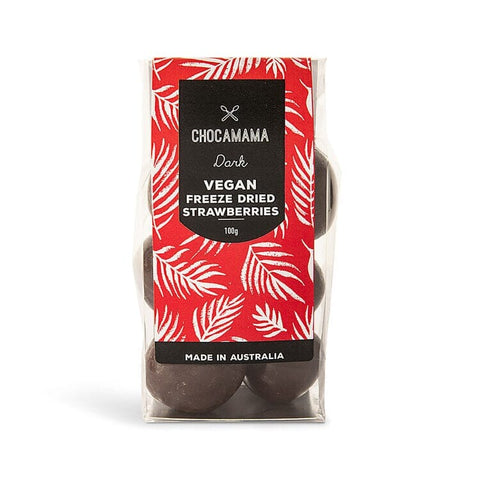 Vegan Dark Freeze Dried Strawberries 100g-Chocamama-iPantry-australia